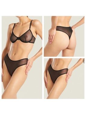 My Dear Petra Sheer Black Lingerie Set - Women Intimates bra 70C, thongs XS/S